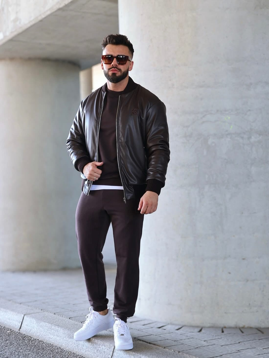 Kurtka BG | męska bomberka skórzana brązowa | BG Couture