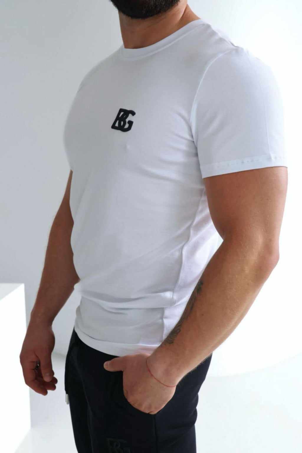 T-shirt męski BG BOND | Biały-Czarny