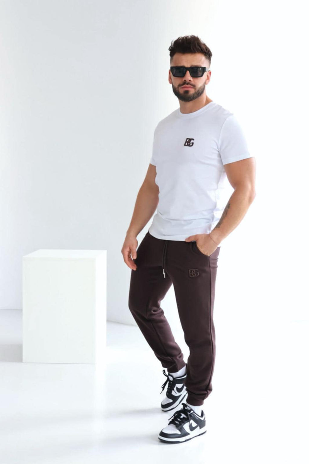 T-shirt męski BG BOND | Biały-Czarny