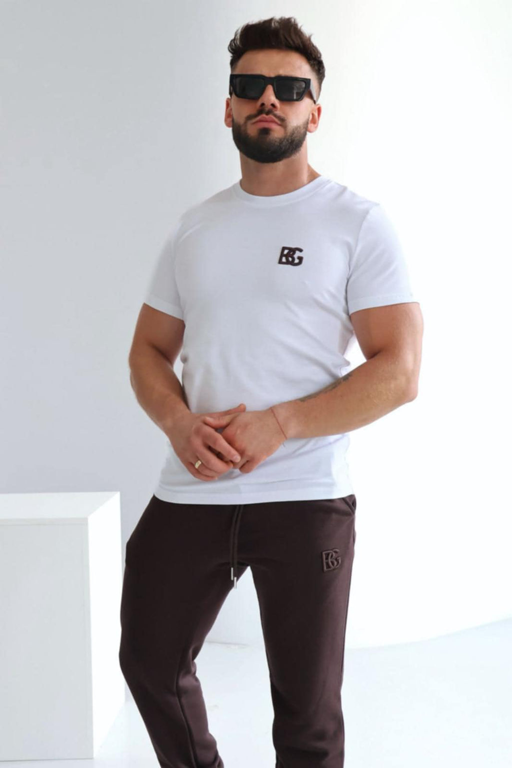 T-shirt męski BG BOND | Biały-Czarny