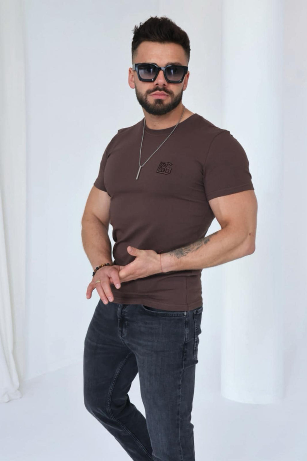 T-shirt męski BG BOND | Czekolada