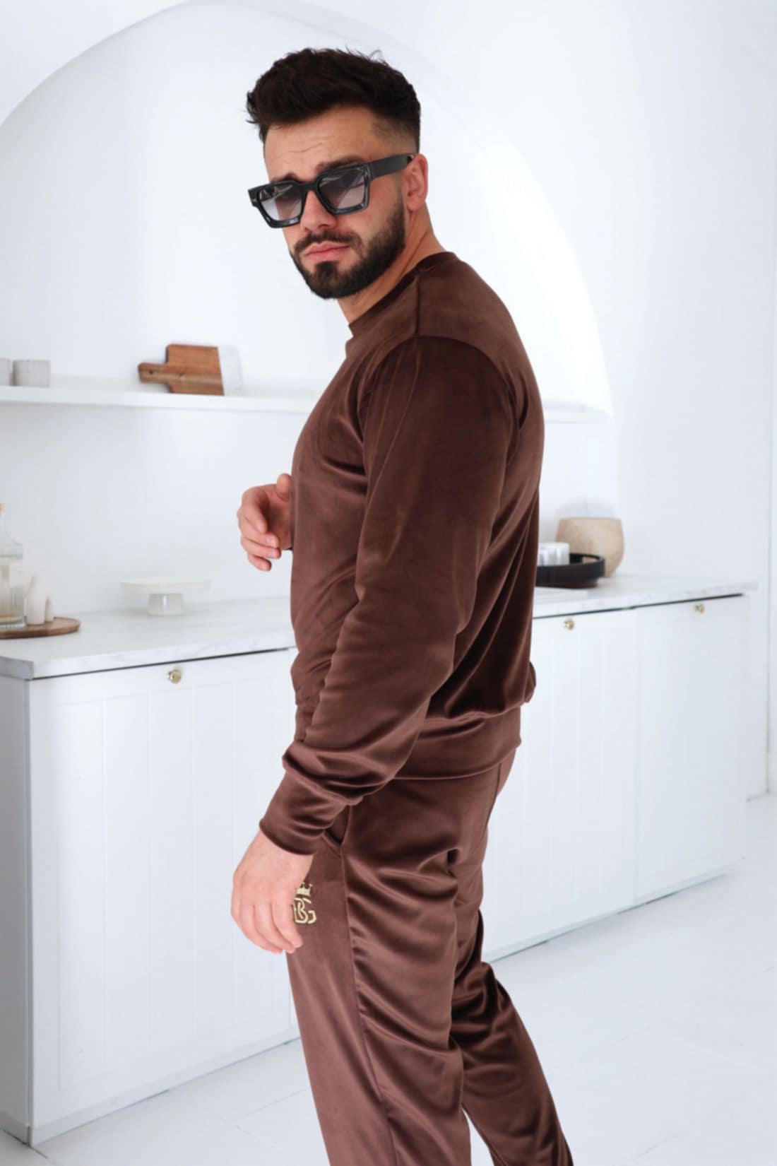 Czekolada Dres Męski BG Couture – Welurowy Komplet Premium