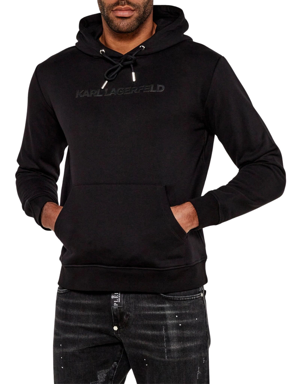Karl Lagerfeld Bluza z kapturem męska czarna – logo premium hoodie