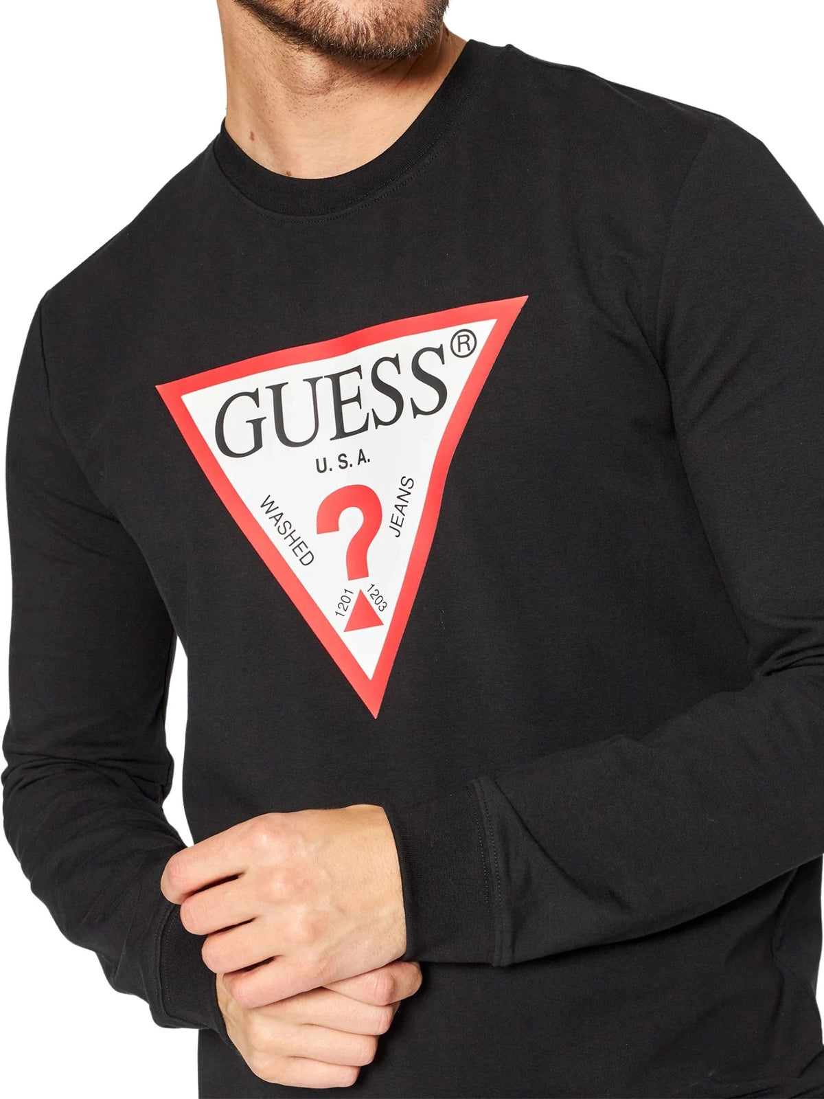Bluza GUESS Czarna - Klasyczne Logo Triangle