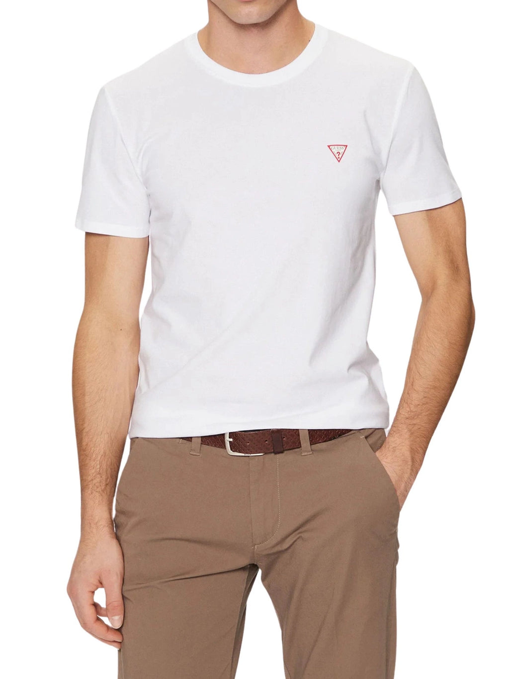 Guess - Klasyczna Biała Koszulka Męska z Logo