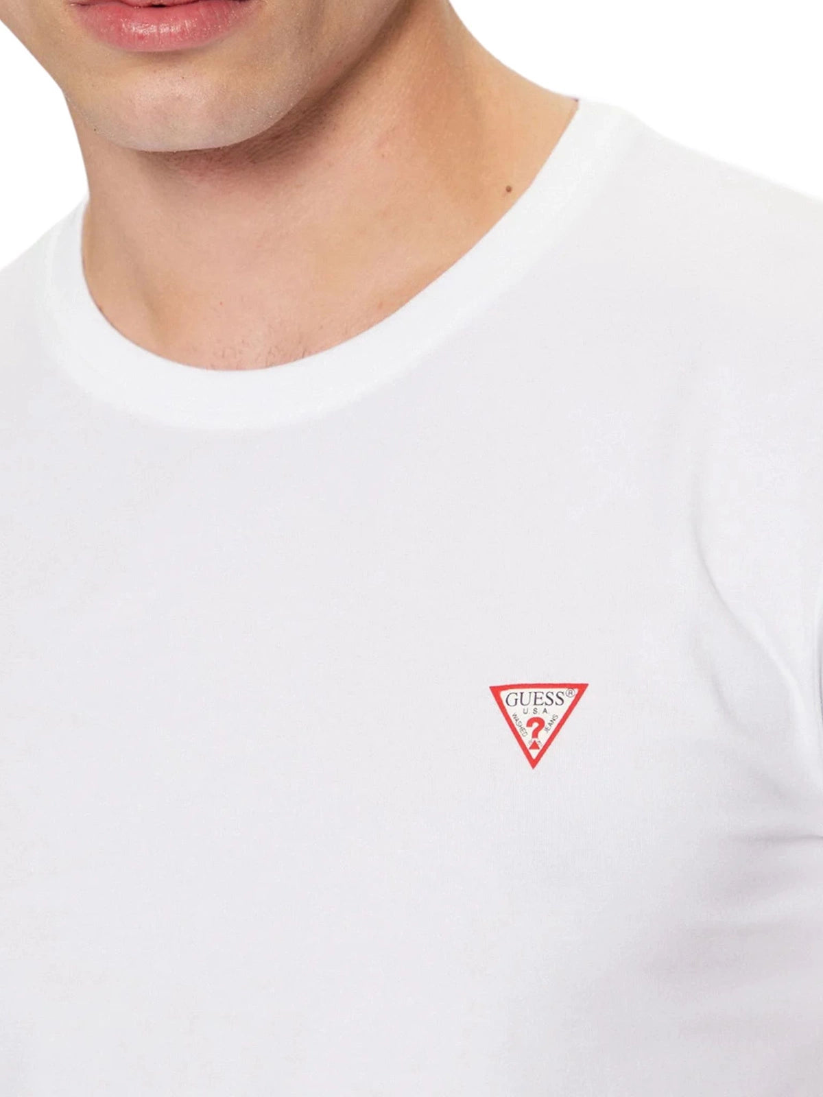 Guess - Klasyczna Biała Koszulka Męska z Logo