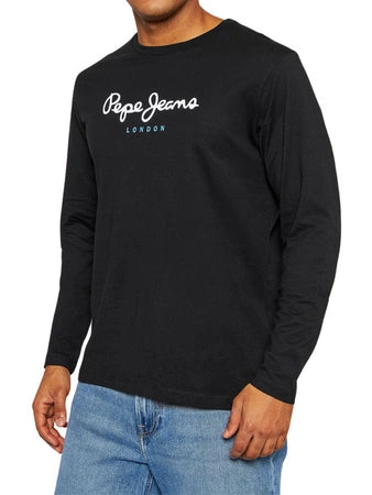 Pepe Jeans Longsleeve męski czarny – koszulka z długim rękawem i logo