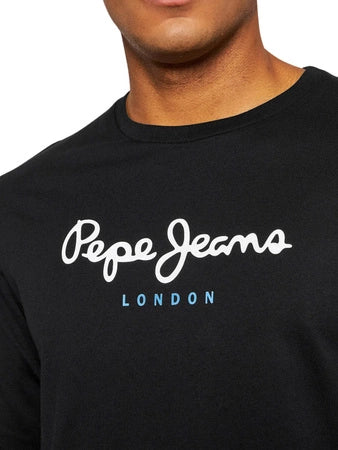 Pepe Jeans Longsleeve męski czarny – koszulka z długim rękawem i logo